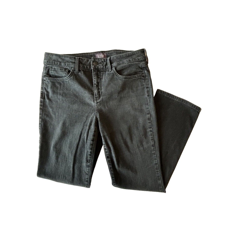 NYDJ‎ Jeans Womens 10 Marilyn Straight Mid Rise Stretch Black Lift Tuck